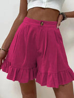 Damen Volant-Shorts mit elastischem Bund und seitlichen Taschen EB