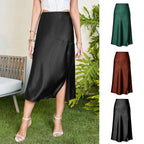 Damen eleganter Midirock aus satinierter Viskose EB