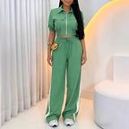 Lässiger Damen-Jumpsuit mit Reißverschluss und Palazzo-Bein