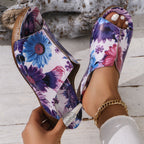 Damen bequeme Slip-On Sandalen mit dekorativem Blumendesign EB