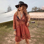 Damen luftiger Beachcover-Up mit aufwendiger Stickerei EB