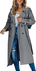 Damen Eleganter Trenchcoat im Oversize-Stil mit Taillengürtel EB