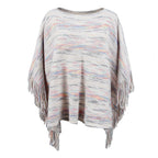 Damen kuscheliger Poncho mit fransigen Details EB