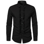 Herren elegantes Rüschenhemd mit modernem Schnitt EB