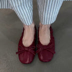 Damen Ballerina-Schuhe mit gerafftem Design und verspieltem Schleifendetail EB
