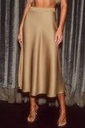 Damen Eleganter Maxirock aus satinierter Baumwolle EB