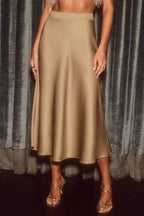 Damen Eleganter Maxirock aus satinierter Baumwolle EB