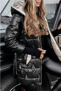 Damen Integrierte Kapuzenjacke mit steppendem Design EB