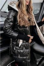 Damen Integrierte Kapuzenjacke mit steppendem Design EB