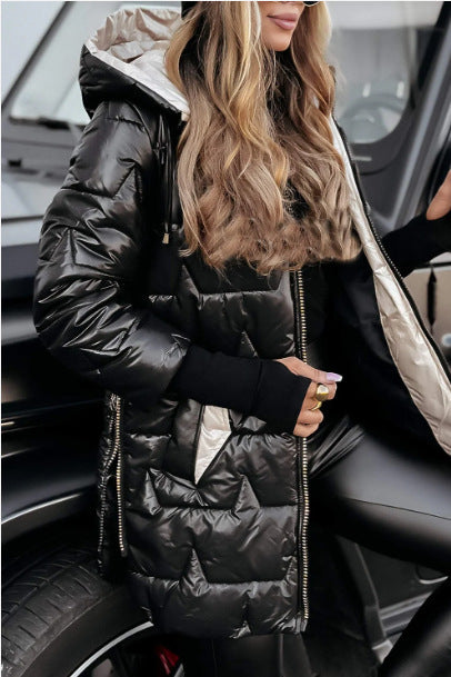 Damen Integrierte Kapuzenjacke mit steppendem Design EB