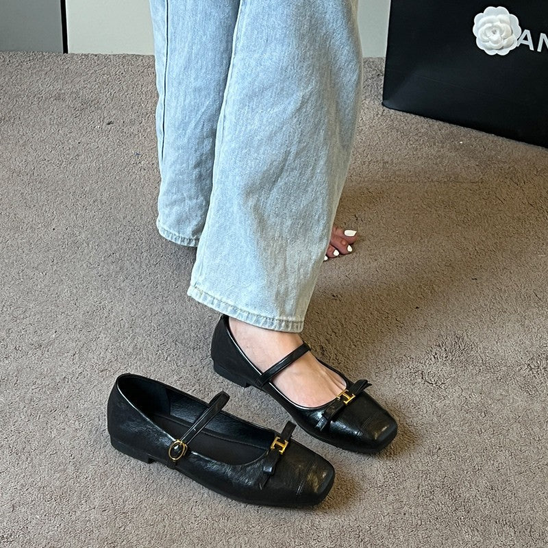 Damen elegante Ballerinas mit dekorativem Riemen und komfortablem Fußbett EB