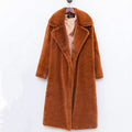 Damen Langer Teddy-Mantel mit breitem Revers und elegantem Schnitt EB