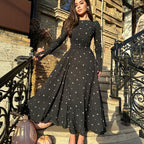 Damen Elegantes Maxikleid mit Geschlitz und langärmligem Design EB