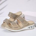 Damen bequeme Zehentrenner-Sandalen mit modischem Glitzer-Design und luftiger Sohle EB