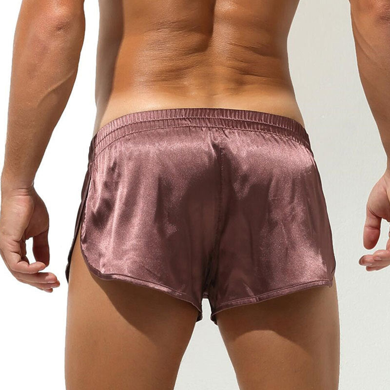 Kurze Satin-Schlafshorts für Herren mit Seitenschlitz