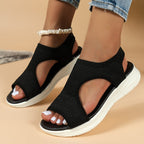 Damen Atmungsaktive Freizeit-Sandalen mit modischem Strickdesign und dämpfender Sohle EB