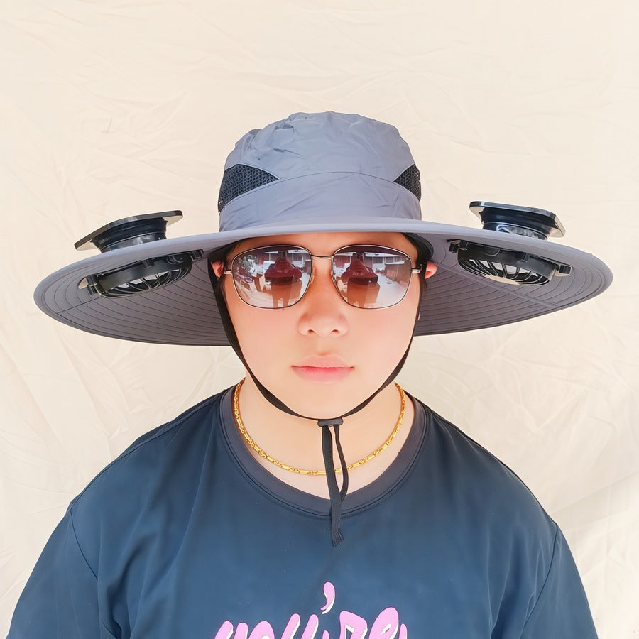 Sonnenhut mit abnehmbaren Solar-Ventilatoren