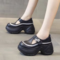 Damen Chunky Schnürschuhe mit verstellbarem Riemen und modischen Blütenapplikationen EB