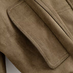 Damen Kunstleder Blousonjacke mit praktischen Taschen und elastischem Saum EB