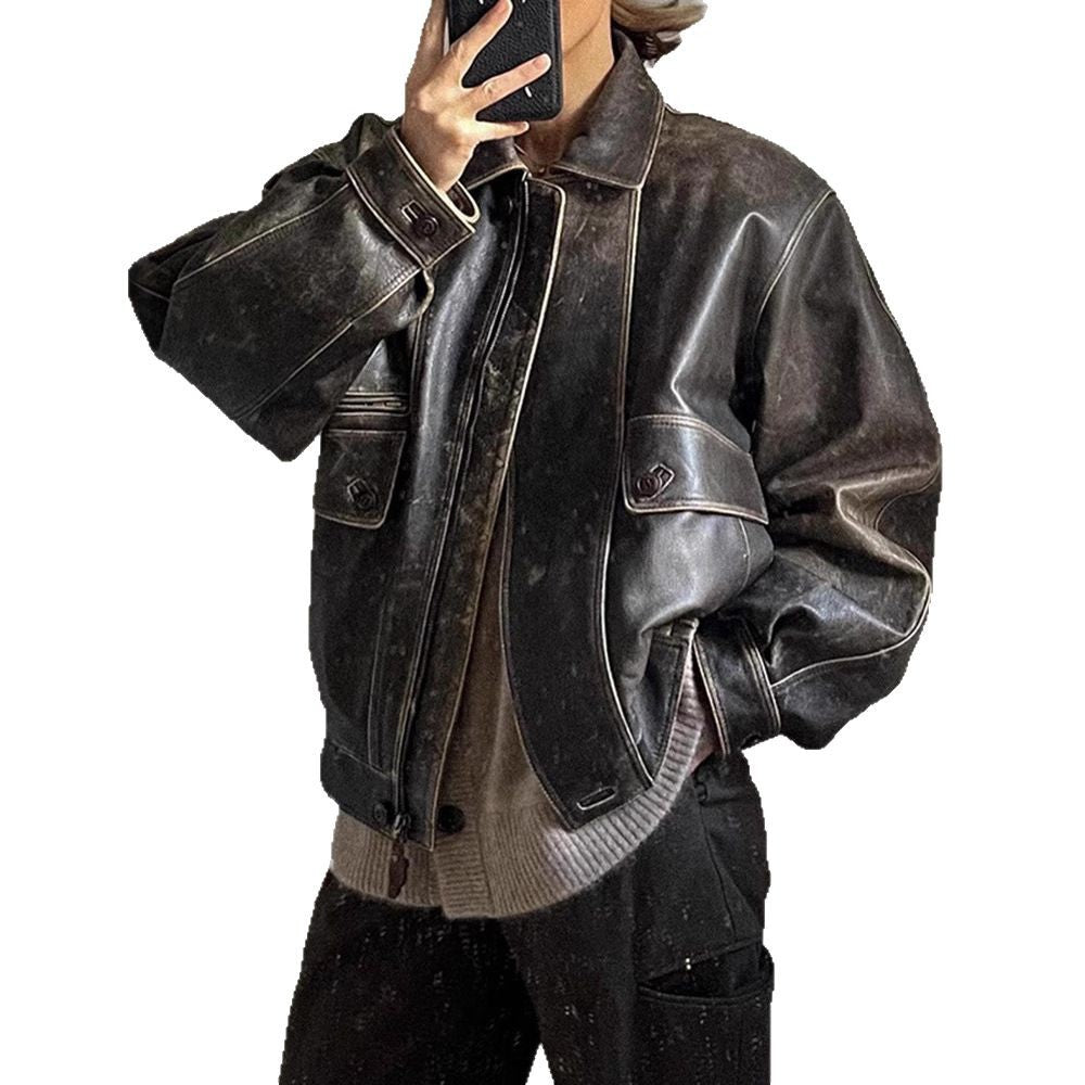 Damen Kunstleder Bikerjacke im markanten Vintage-Stil EB