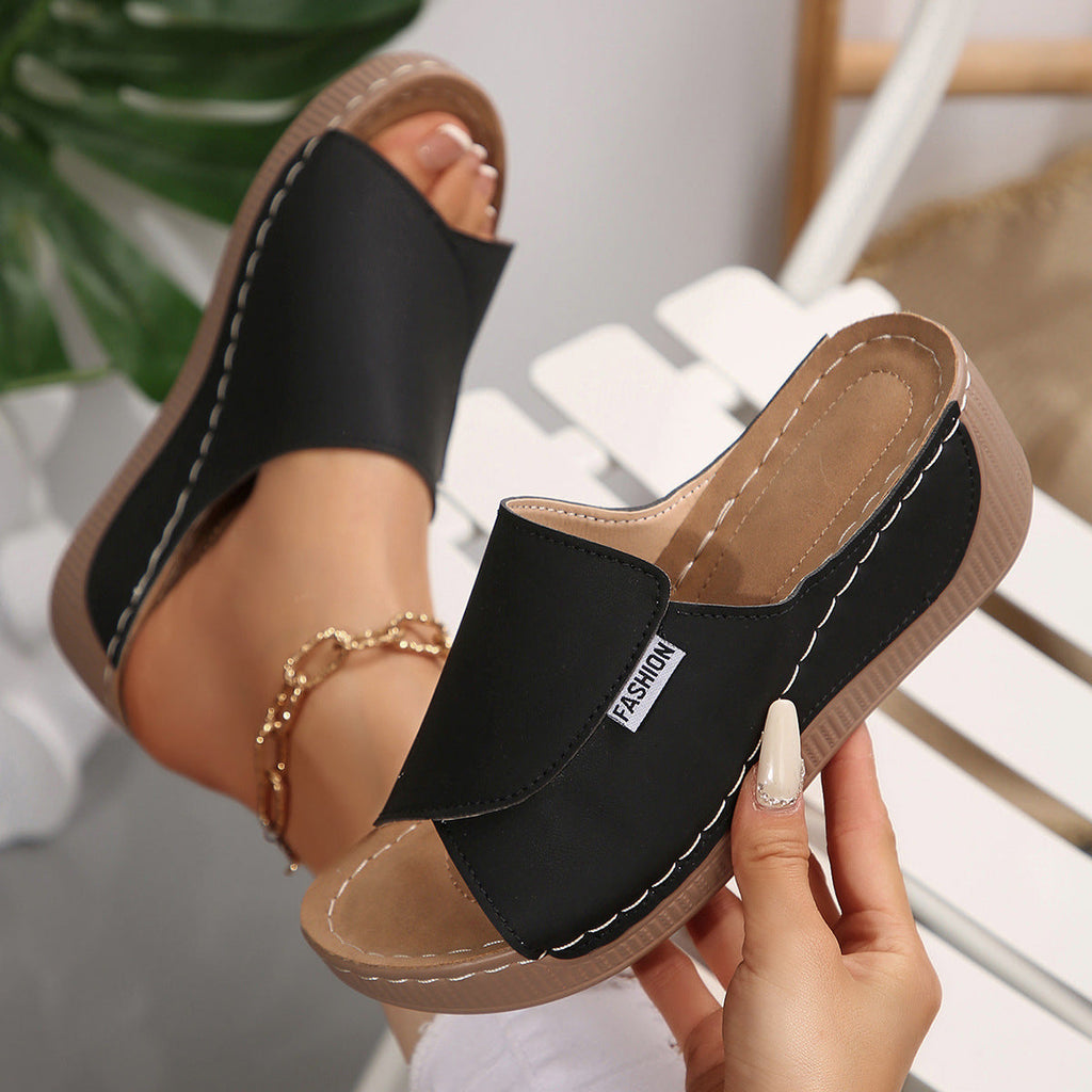 Damen Bequeme Keil-Pantoletten EB