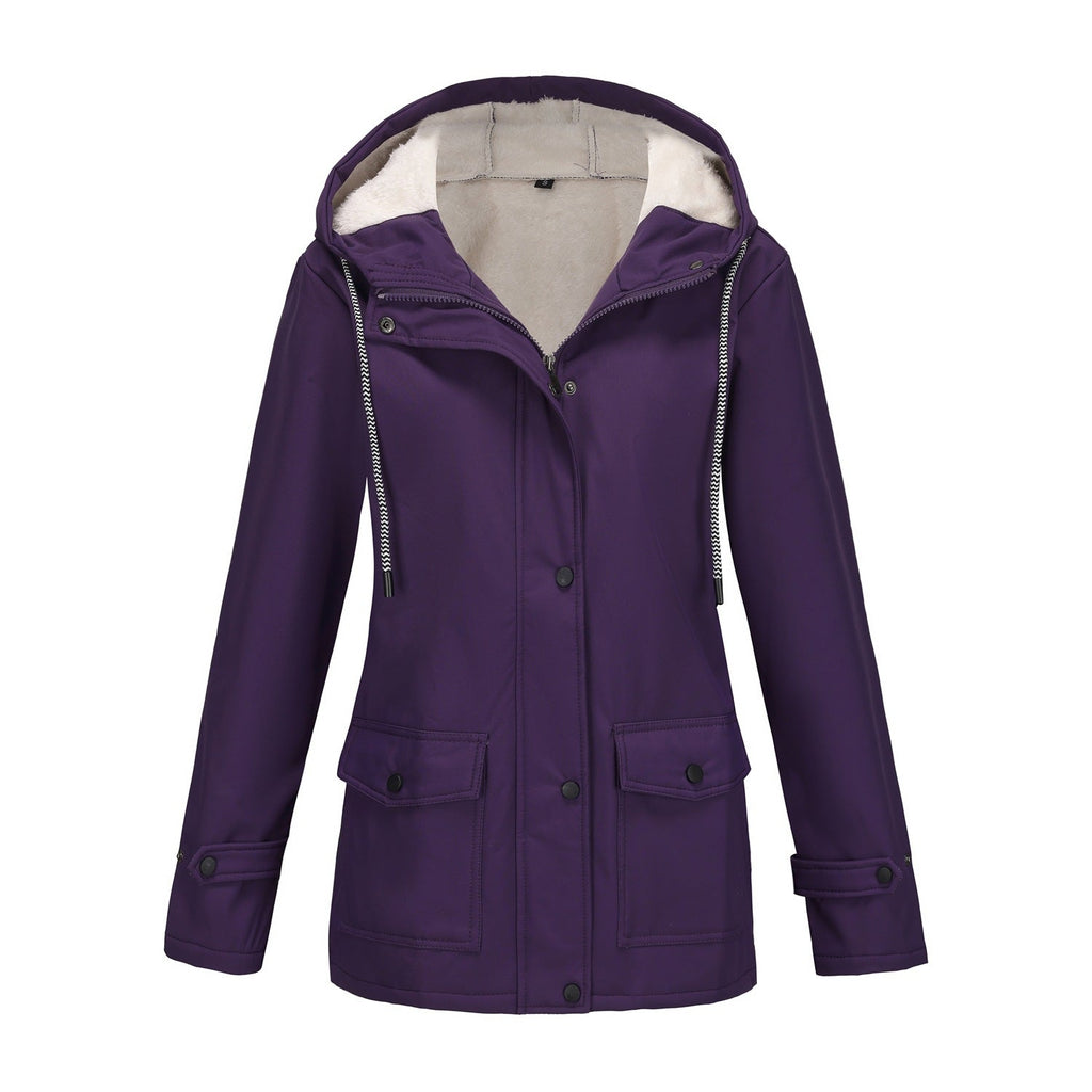 Damen nan wasserabweisender Parka mit Teddyfutter verstellbarer Kapuze und aufgesetzten Taschen EB