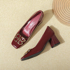 Damen elegante Blockabsatzschuhe mit Schmuckdetail EB
