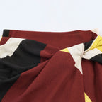 Damen Maxirock mit buntem Grafikdesign und eleganter Drapierung EB