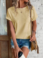 Damen Atmungsaktives Rundhals-T-Shirt mit Lochmuster EB