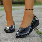 Damen Elegante Ballerinas mit komfortablem Fußbett und glänzender Oberfläche EB