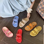 Damen bequeme Clogs mit verstellbarem Schnallenverschluss und weichem Innenfutter EB