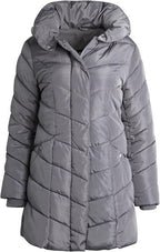 Damen Langer gesteppter Winterparka mit hochgeschlossenem Kragen EB
