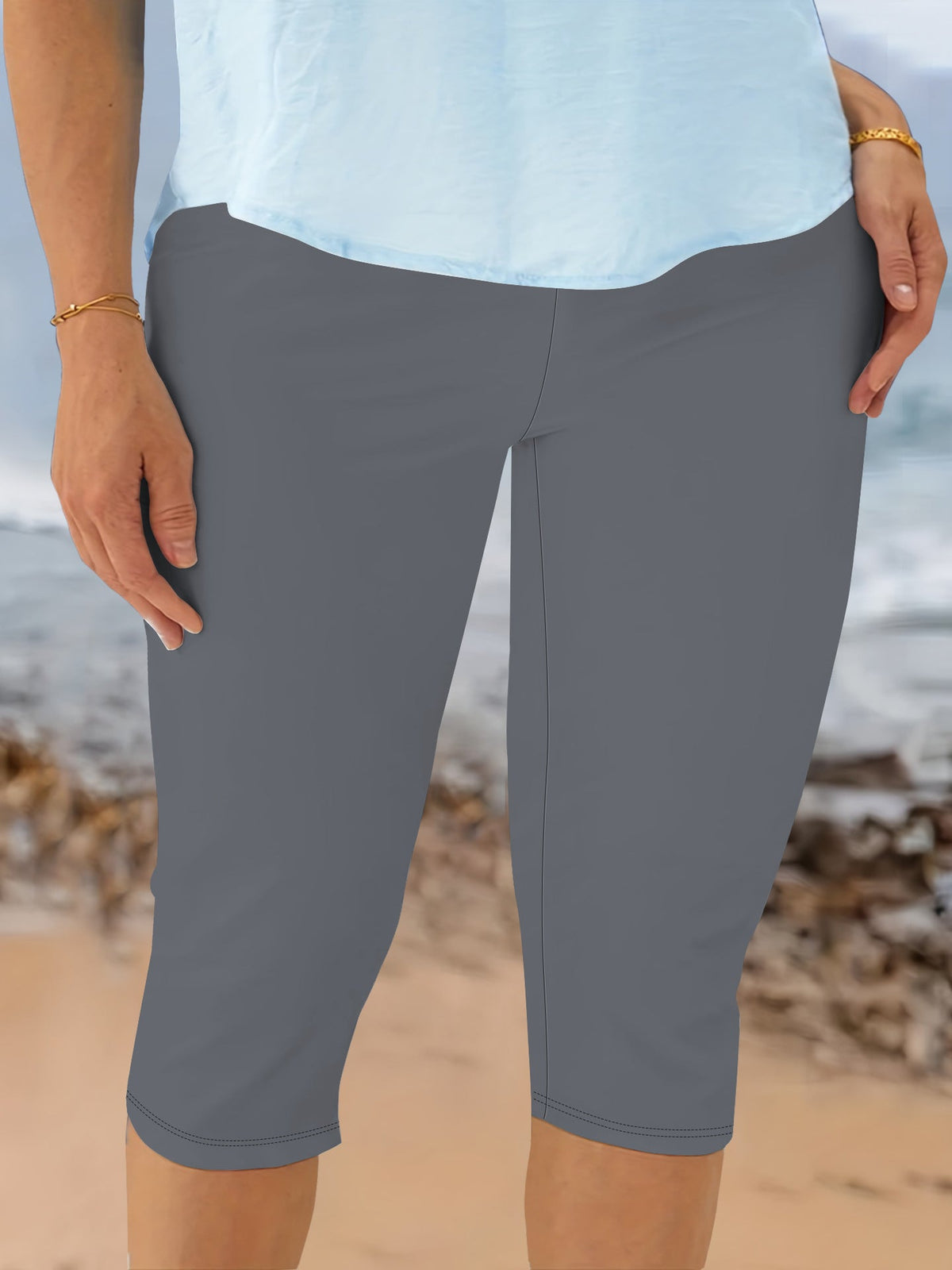 Damen-Capri-Biker-Shorts mit hohem Bund und Kompression