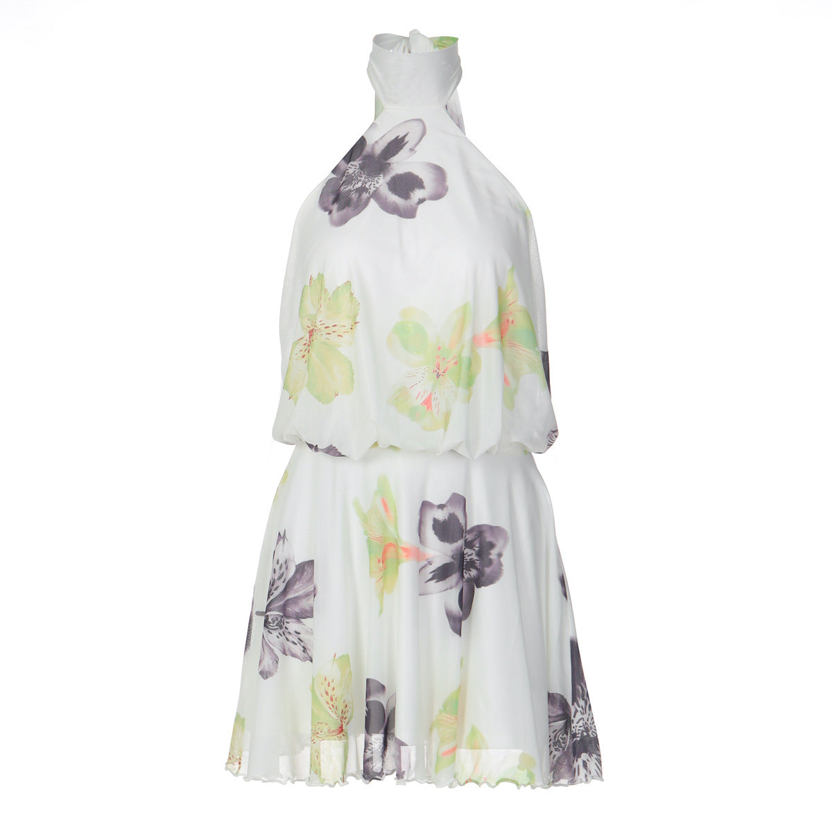 Damen Ärmelloses Blütenmuster Kleid EB