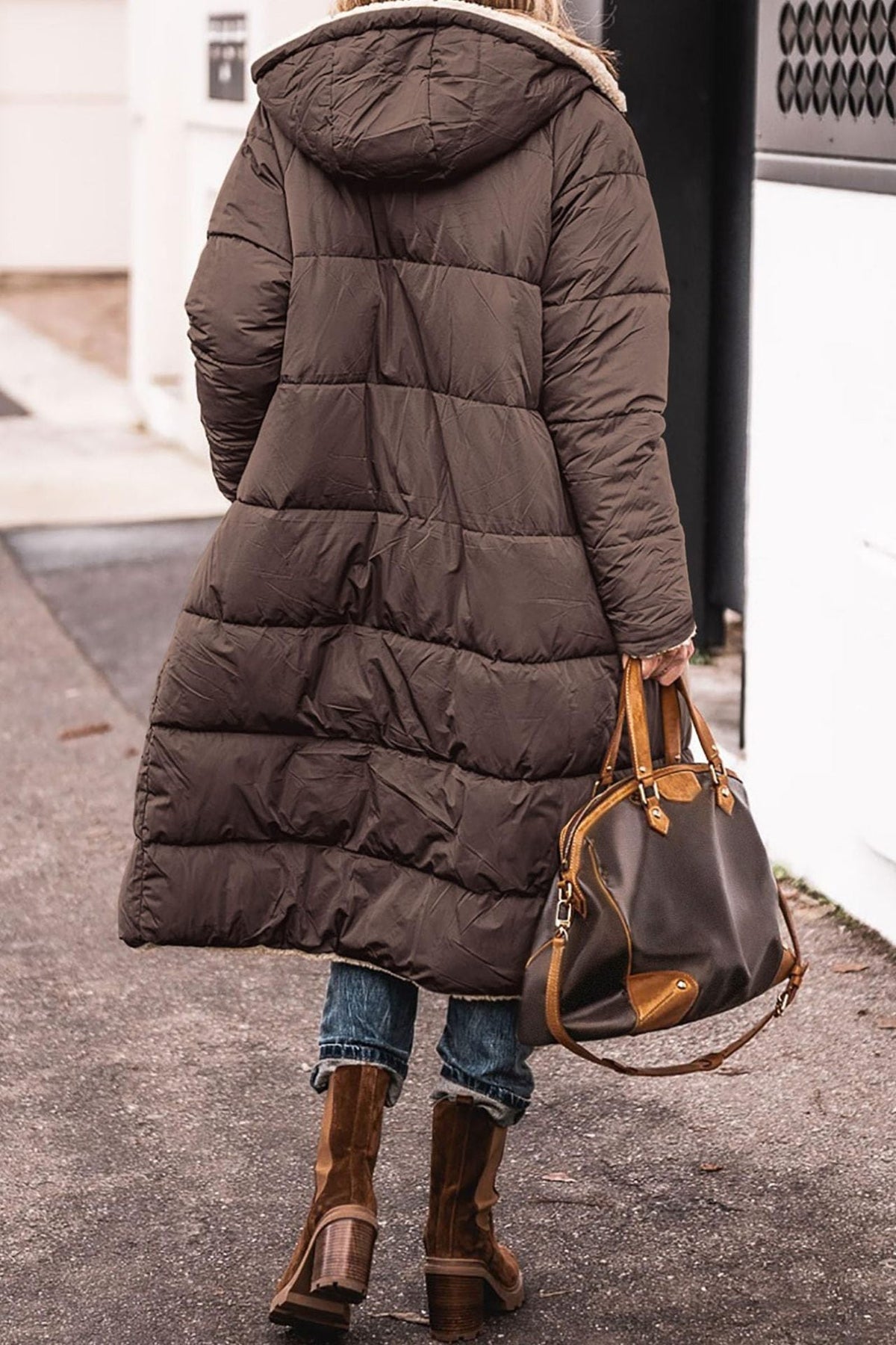 Damen Lange Gefütterte Winterjacke mit Luxuriösem Innenfutter EB