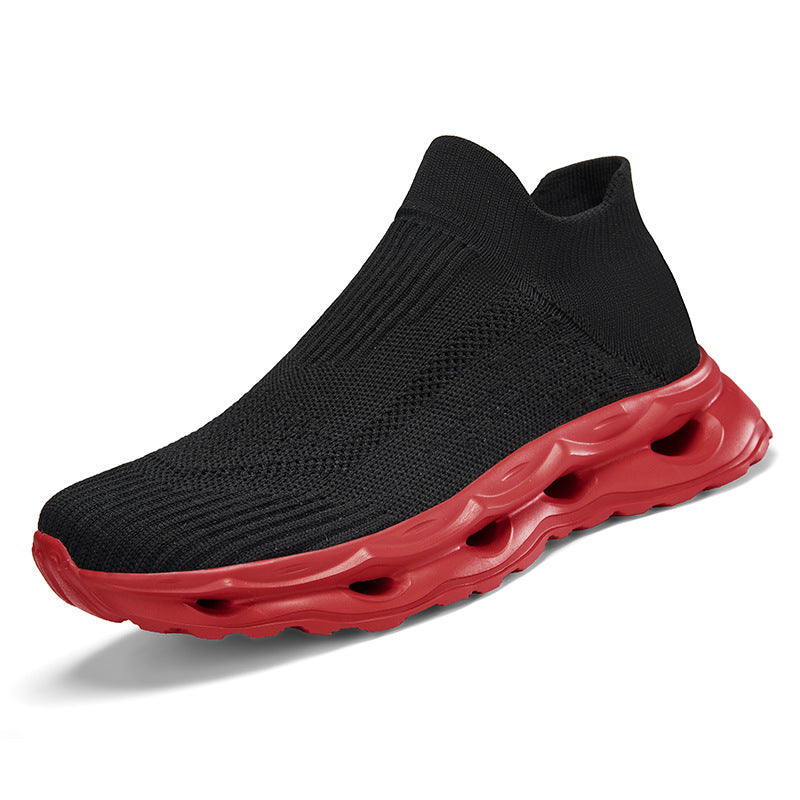 Unisex nan sockenartiger Strickslipper mit gelochter Hohlkammer-Dämpfung EB