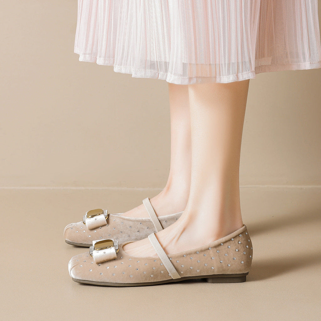 Damen Chice Ballerinas mit eleganter Schnalle und Strass-Applikationen EB