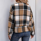 Damen kariertes Blazer-Jackett mit lässigem Schnitt EB
