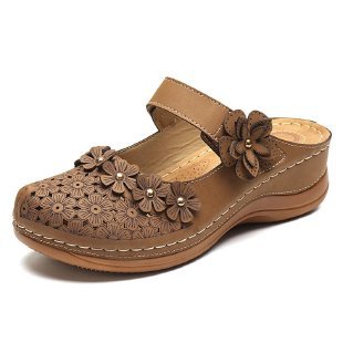Damen bequeme Clogs mit floralem Dekor und ergonomischem Fußbett EB