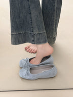 Damen Ballerinas mit zarter Schleifenapplikation und weichem Veloursleder EB