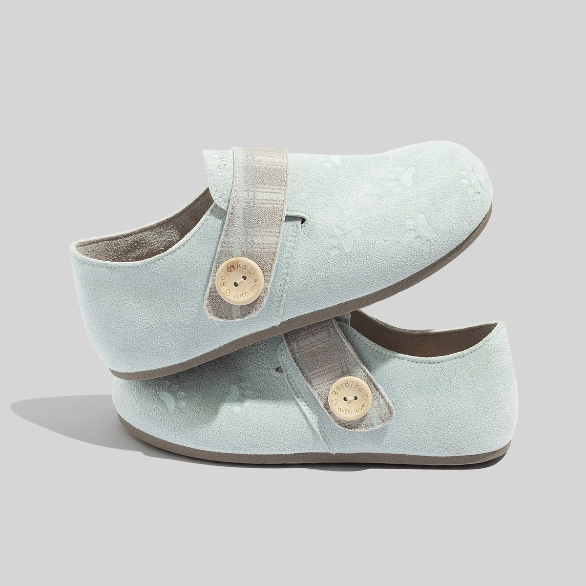 Damen Clogs mit weichem Innenfutter und dekorativem Knopfverschluss EB