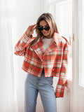 Damen Karierte Cropped Jacke EB