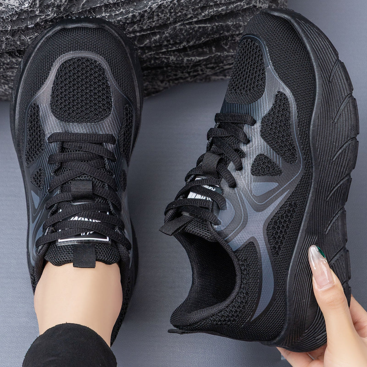 Damen Sportliche Laufschuhe mit atmungsaktivem Mesh-Obermaterial und gepolsterter Sohle EB