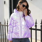 Damen Hochglänzende Steppjacke EB
