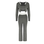 Damen elegantes zwei-teiliges Set mit Spitzenakzenten EB