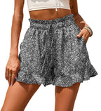 Damen florale Shorts mit elastischem Bund und lässigem Design EB