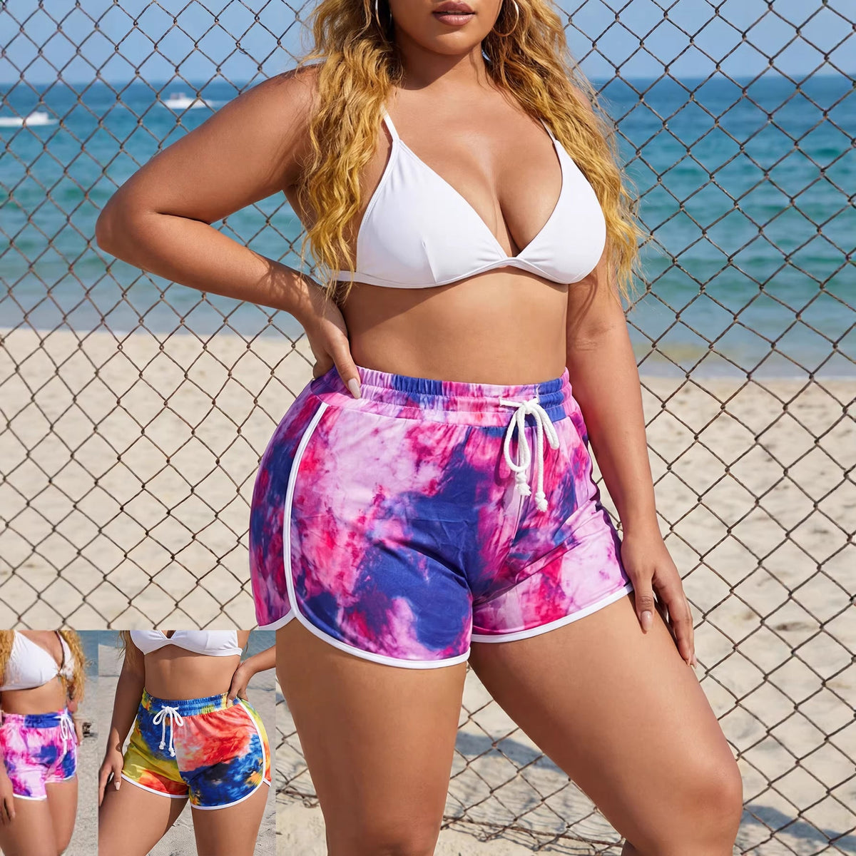 Sportliche Damen-Badeshorts mit Batikmuster