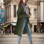 Damen Langstrickmantel mit lässigem Schnitt und Rippdesign EB