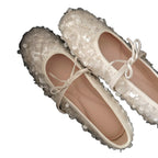 Damen Ballerinas mit romantischen Blütenapplikationen EB