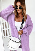 Damen Grober Strickcardigan mit voluminösen Ärmeln und offener Front EB